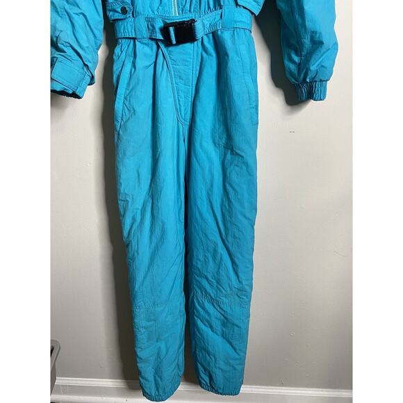 VINTAGE ETIREL Bright Turquoise One Piece Snow Ski Suit Women’s Size 36 / 6-8 - Picture 3 of 12